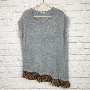 Easel Asymmetrical Knit Cap Sleeve Layer Boho Top